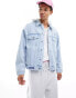 Фото #1 товара Aape By A Bathing Ape denim jacket with removable hood in lightwash blue