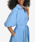Women's Split-Neck Puff-Sleeve A-Line Dress