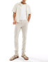 ASOS DESIGN smart skinny fit linen blend trousers in stone