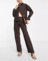 Фото #2 товара NA-KD co-ord high waisted straight leg jeans in brown
