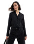 New Look button through shirt in black Черный, 34 - фото #1