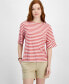 Фото #1 товара Women's Mixed-Stripe Crewneck Short-Sleeve Top