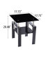 Фото #6 товара 2-Piece Tempered Black Glass Sofa Table, Black Noghtstand With Metal Leg For Living Room