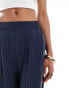 ASOS DESIGN Tall wide leg pull on trouser in navy stripe