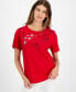 Фото #1 товара Women's Embellished-Star Short-Sleeve T-Shirt