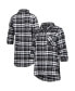 ფოტო #1 პროდუქტის Women's Black, Silver Las Vegas Raiders Mainstay Flannel Full-Button Long Sleeve Nightshirt