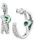 Silver-Tone Hyperbola Green Crystal Double Spiral Medium Hoop Earrings, 2"