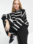 Фото #1 товара Only high neck jumper in black & white stripe