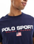 Фото #4 товара Polo Ralph Lauren Sports capsule flag logo t-shirt classic oversized fit in navy