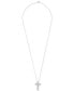 Фото #3 товара Macy's diamond Cross 18" Pendant Necklace (1/4 ct. t.w.) in 10k White Gold