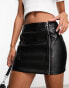 Фото #2 товара ASOS DESIGN faux leather biker mini skirt with double zip detail in black