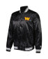 Men's Black Washington Commanders Locker Room Satin Varsity Full-Snap Jacket