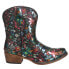 Roper Ingrid Floral Metallic Snip Toe Cowboy Booties Womens Black Casual Boots 0