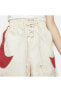 Фото #4 товара Sportswear Shorts in White Loose Fit Bol Kesim Dokuma Kadın Şort Krem