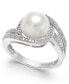 Кольцо Macy's Pearl & Diamond Swirl 14k Gold 7 - фото #1