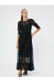 Фото #8 товара A Kesim Elbise Uzun Transparan Detaylı İşlemeli Balon Kollu