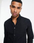 ONLY & SONS slim fit stretch poplin shirt in Black