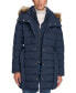 Фото #3 товара Women's Belted Faux-Fur-Trim Hooded Puffer Coat, Created for Macy's