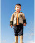 Boy Sherpa Vest Taupe And Khaki Green - Child