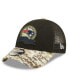 Фото #4 товара Big Boys Black, Camo New England Patriots 2022 Salute To Service 9FORTY Snapback Trucker Hat