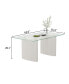 Фото #4 товара 0.39" Thick Tempered Glass Top Dining Table With White Lacquer Double MDF Pillar