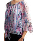 Фото #3 товара Juniors' Printed Bell-Sleeve Tie-Front Peasant Top