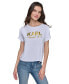 Фото #1 товара Women's Metallic-Logo Ruched-Sleeve T-Shirt