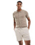 New Look slim fit button down knitted shirt in light brown