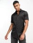 ASOS DESIGN skinny satin shirt in black Черный, L - Chest 42 - фото #1