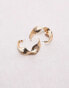 Topshop Erika hammered hoop earrings in gold tone