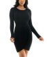 Фото #1 товара Juniors' Round-NecK Faux-Wrap Ribbed Sweater Dress