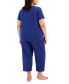 ფოტო #2 პროდუქტის Plus Size 2-Pc. Cotton Cropped Pajamas Set, Created for Macy's