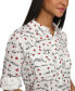 ფოტო #4 პროდუქტის Women's Whimsical-Print Roll-Sleeve Top