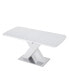 Фото #7 товара Modern Square Dining Table, Stretchable, White Table Top+MDF X-Shape Table Leg With Metal Base