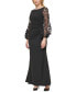 Фото #3 товара Women's 3D Floral-Sleeve Boat-Neck Gown