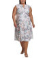 ფოტო #1 პროდუქტის Plus Size Sleeveless Printed Midi Dress