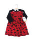 Baby Girls Cotton Dress and Cardigan 2pc Set, Red Moose Bear