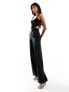 Фото #1 товара ASOS DESIGN velvet wide leg jumpsuit with cut out in black