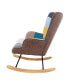 Фото #10 товара Rocking Chair, Mid Century Fabric Rocker Chair With Wood Legs And Patchwork Linen