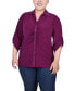 ფოტო #1 პროდუქტის Plus Size 3/4 Roll Tab Rouched-Front Top