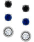 ფოტო #3 პროდუქტის 3-Pc. Set Multicolor Cubic Zirconia Stud Earrings with Interchangeable Halo Jackets in Sterling Silver, Created for Macy's