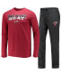 Men's Black, Red Miami Heat Long Sleeve T-shirt and Pants Sleep Set