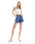 DTT Tall flippy denim shorts in mid wash blue