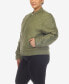 Фото #3 товара Plus Size Diamond Quilted Puffer Bomber Jacket