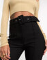 River Island belted peg trouser in black