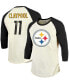 ფოტო #1 პროდუქტის Men's Chase Claypool Cream, Black Pittsburgh Steelers Player Raglan Name Number 3/4 Sleeve T-shirt