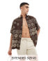 ASOS DESIGN relaxed printed shirt in brown - BROWN