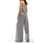 River Island wool wide leg dad trouser in grey