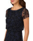 ფოტო #4 პროდუქტის Petite Floral Beaded Blouson Short-Sleeve Gown