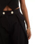 ASOS DESIGN co-ord wide leg trousers with gold buttons in black Черный, 32 - фото #3